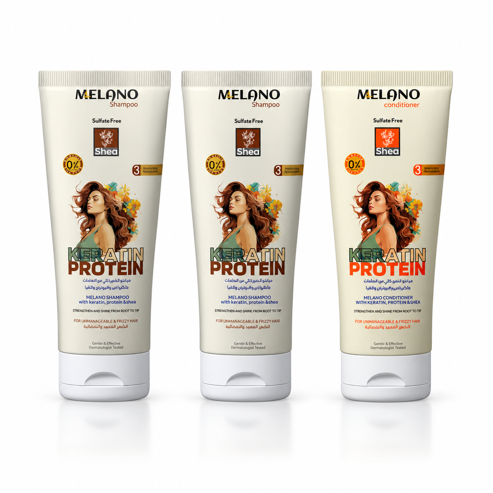 Melano Keratin & Protein Hair Care Bundle | 2 Shampoos + 1 Conditioner